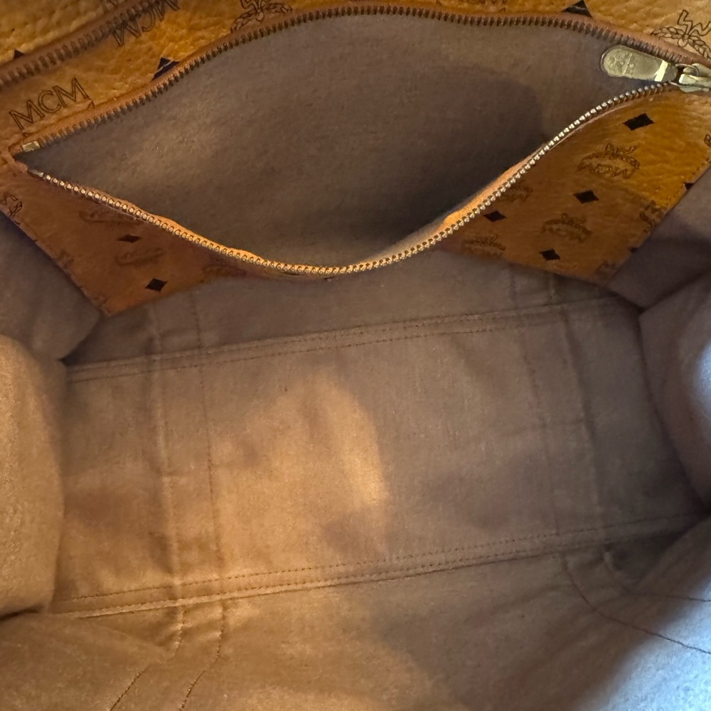 MCM Cognac Monogram Tote Bag - Picture 7 of 15